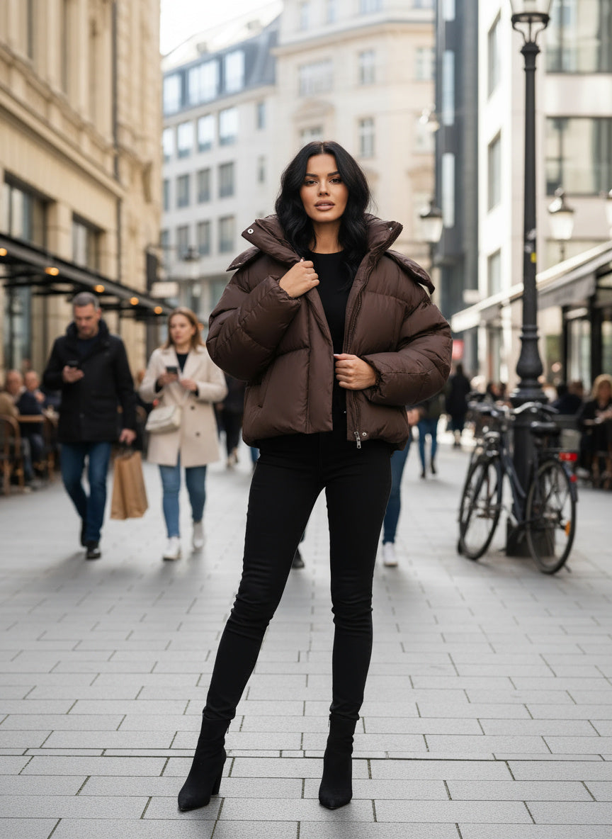 Gepolsterte Windbreaker-Jacke mit Kapuze