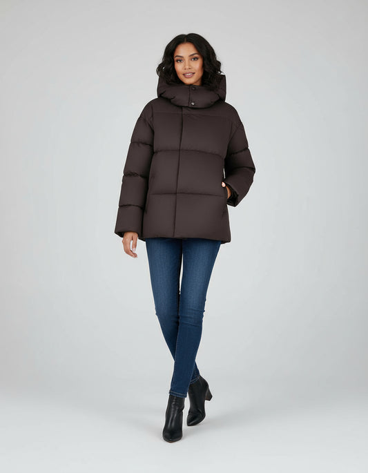 Pufferjacke mit abnehmbarer Kapuze