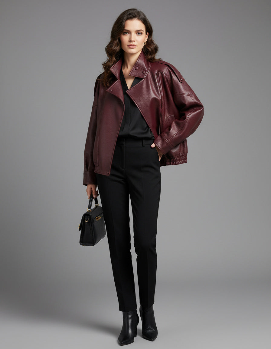 Stylische Lederoptik Asymmetrische Jacke für einen modernen Look