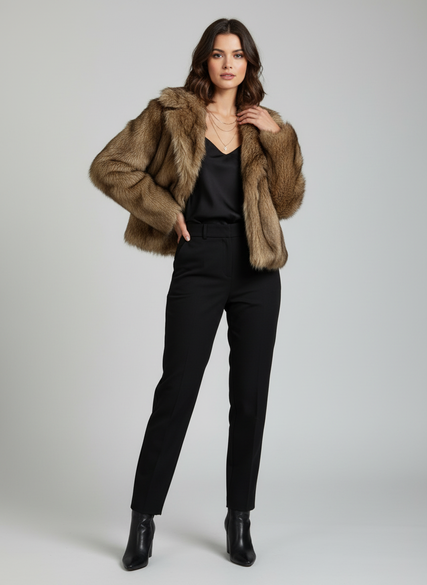 Stylischer Oversized Kunstfellmantel für einen eleganten Look