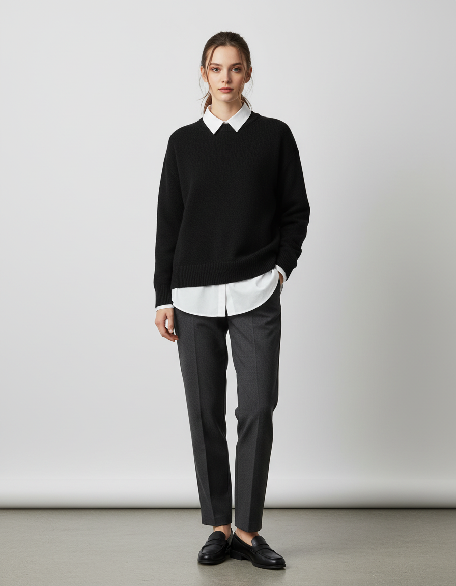 Damen Pullover - Weiches Mischgewebe, Lässiger Rundhals-Stil