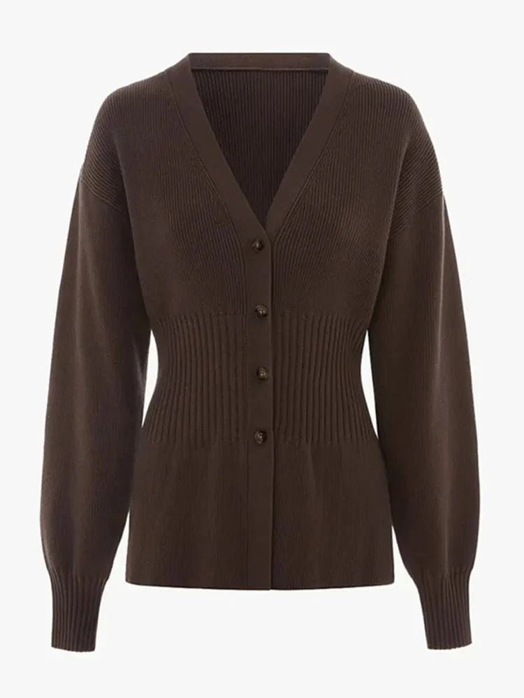 Hela Damen Strickjacke | Taillierte Passform, V-Ausschnitt, Laternenärmel 1