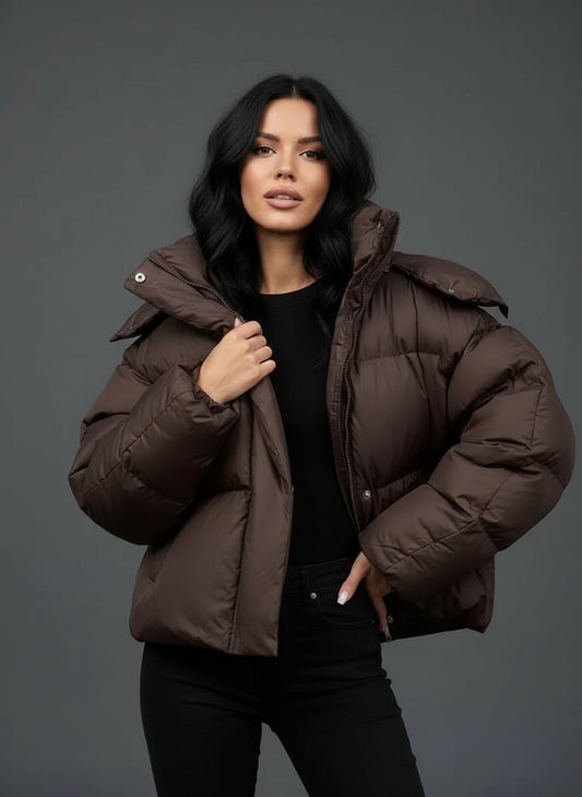 Gepolsterte Windbreaker-Jacke mit Kapuze