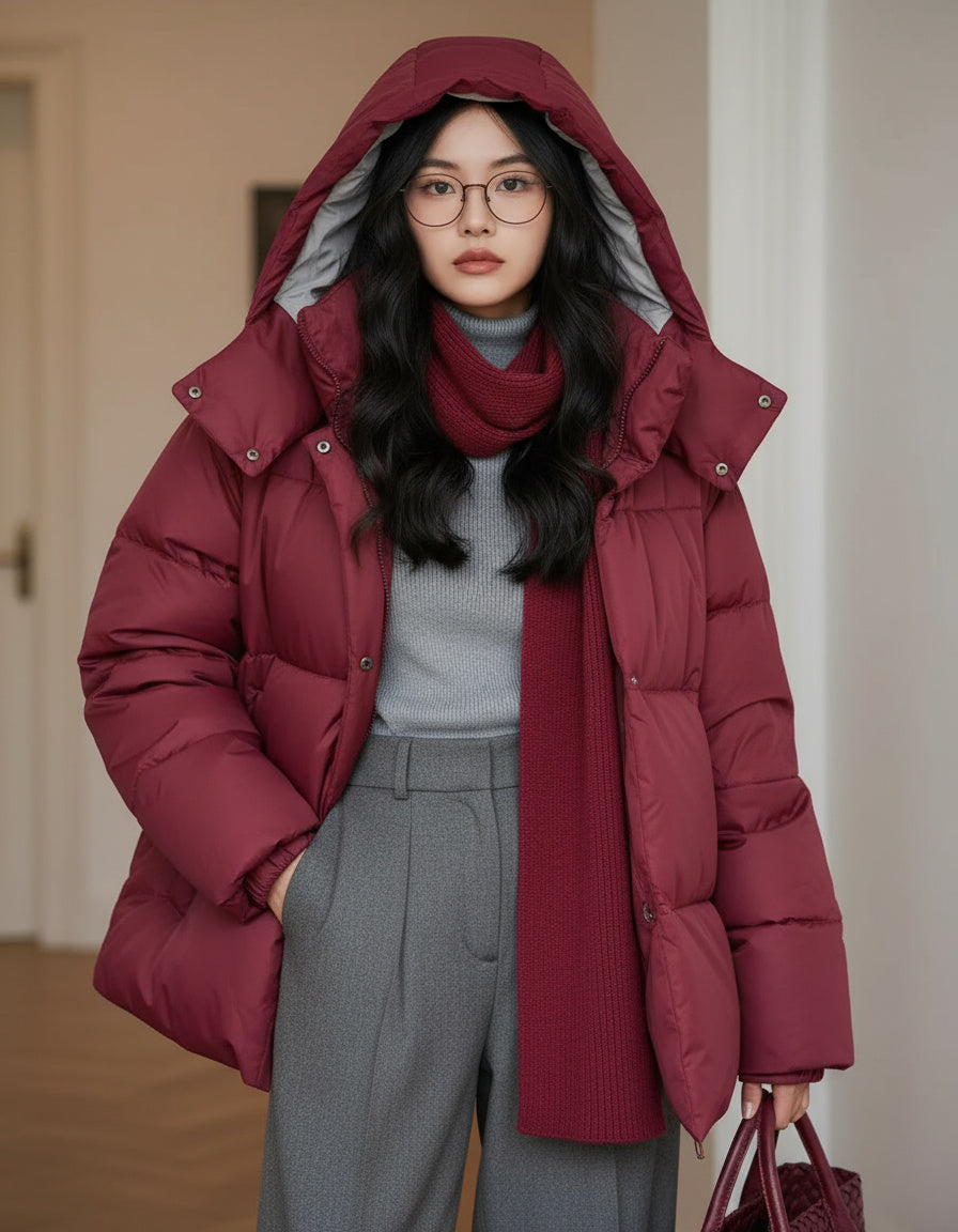 Pufferjacke mit abnehmbarer Kapuze