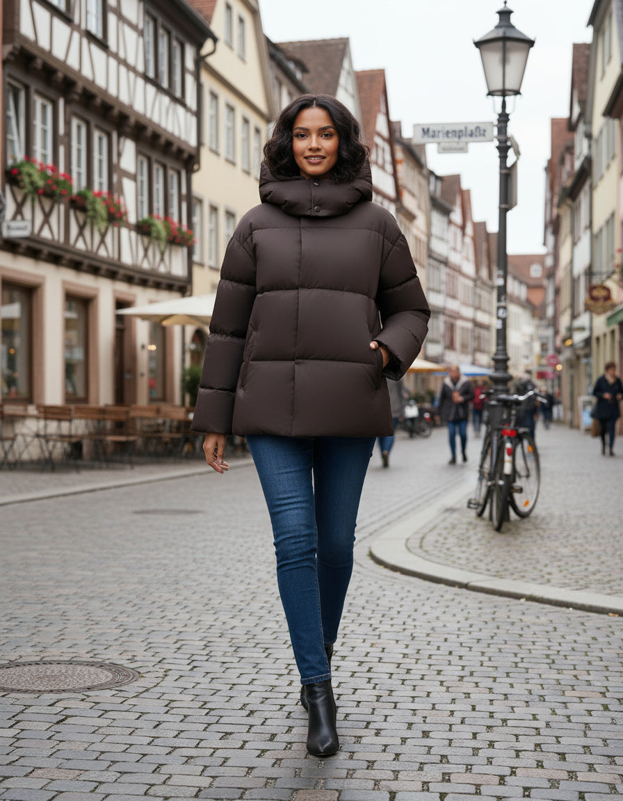 Pufferjacke mit abnehmbarer Kapuze