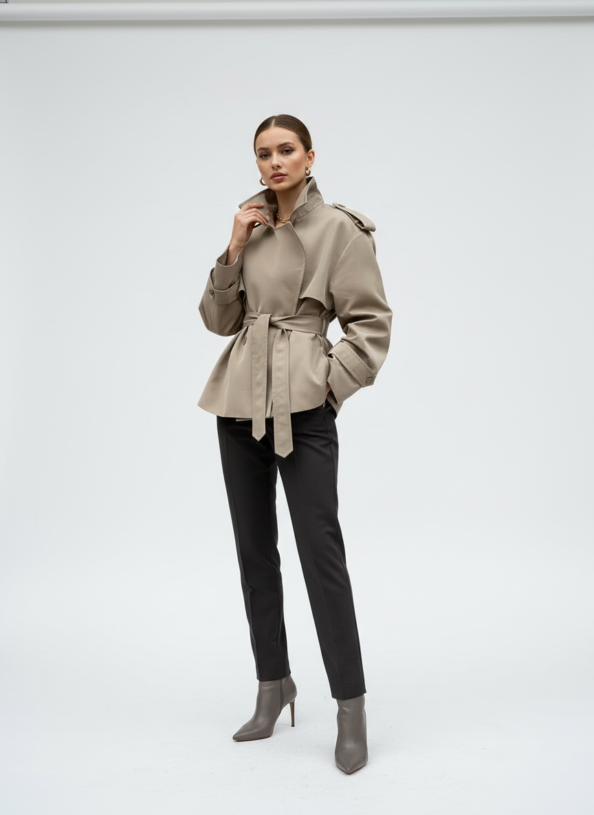 Eleganter Damen Trenchcoat - Taillierter Herbst- & Wintermantel