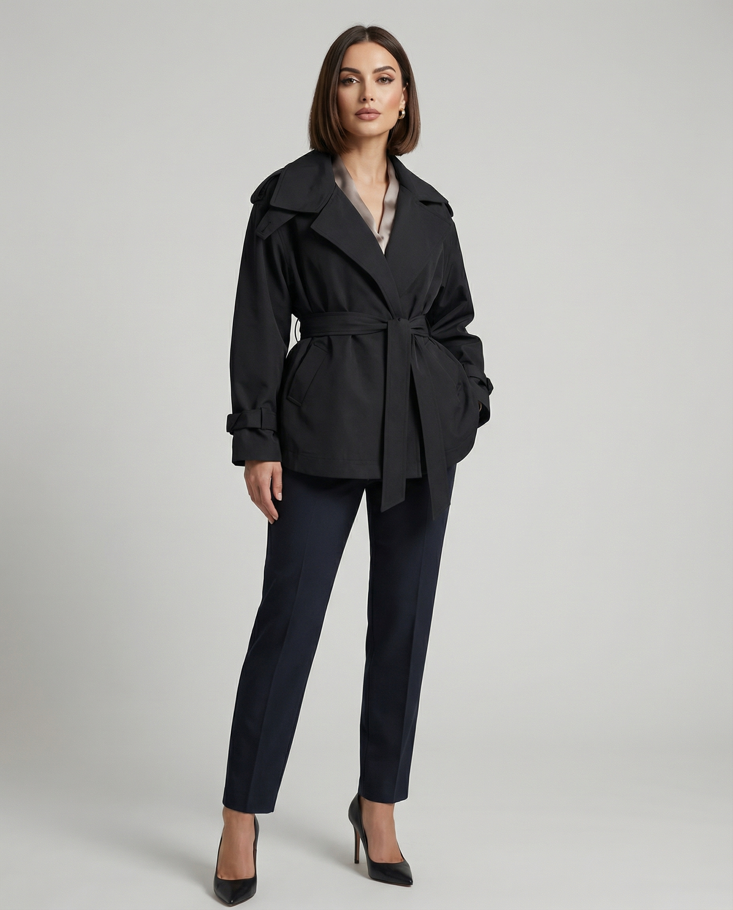 Eleganter Damen Trenchcoat - Taillierter Herbst- & Wintermantel