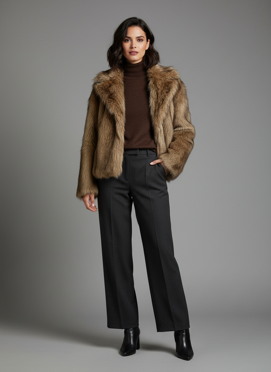 Stylischer Oversized Kunstfellmantel für einen eleganten Look