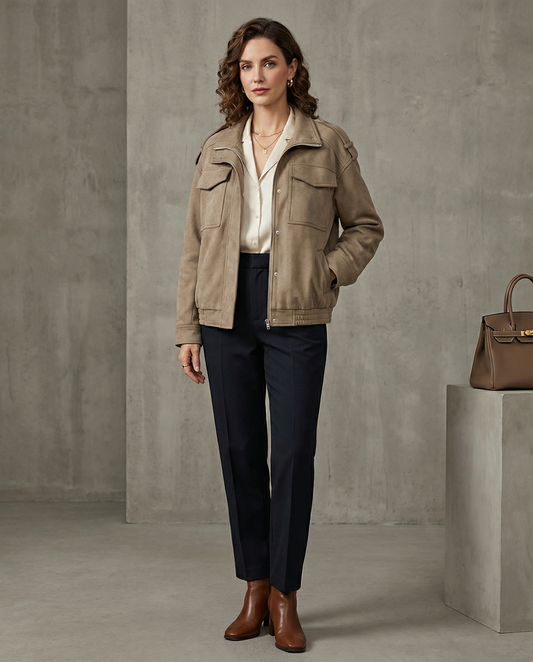 Stylische Jacke im Wildlederlook für einen eleganten Auftritt