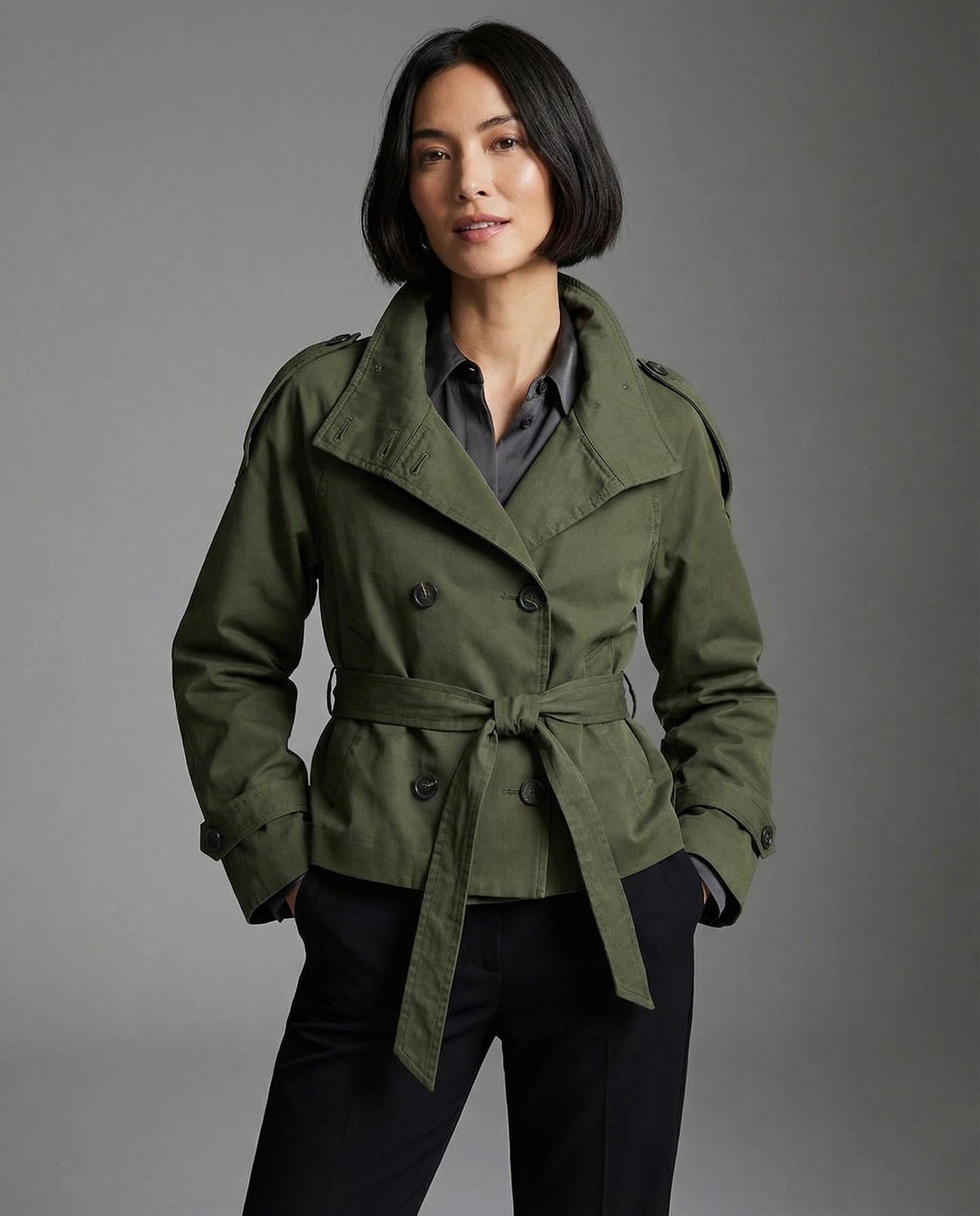 Eleganter Damen Trenchcoat - Premium Wintermantel mit Taillengürtel