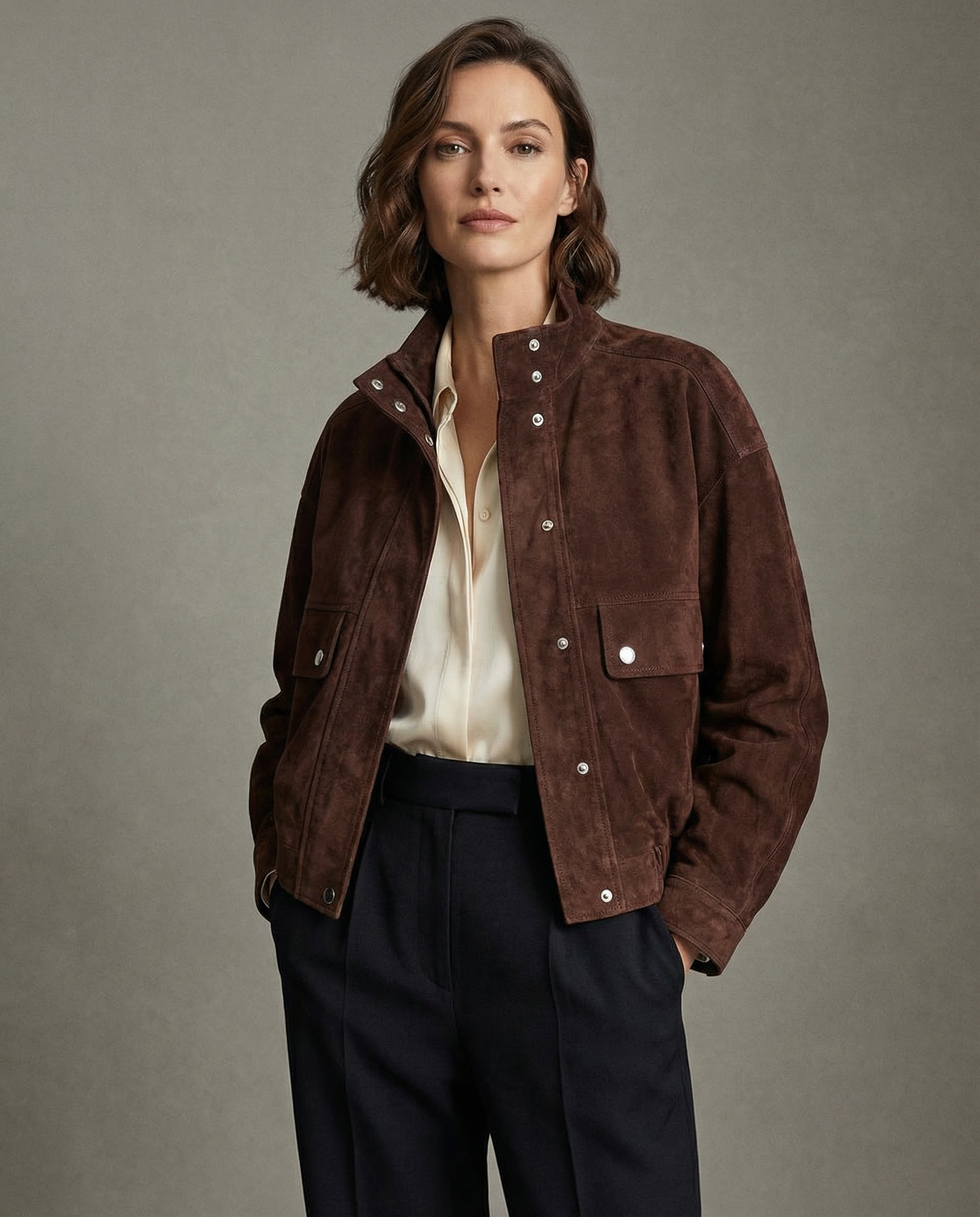 Stylische Wildleder Bomberjacke für einen lässigen Look