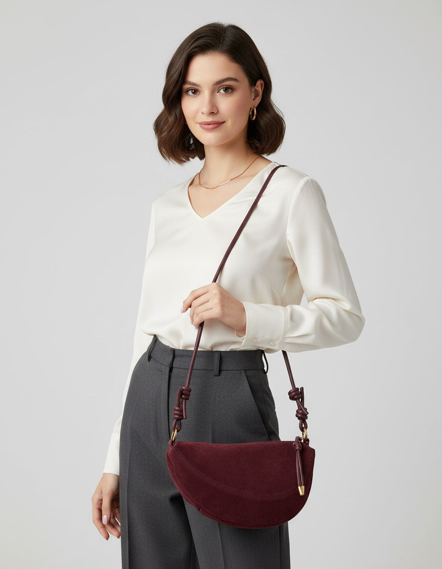 Schultertasche mit edler Wildlederoptik