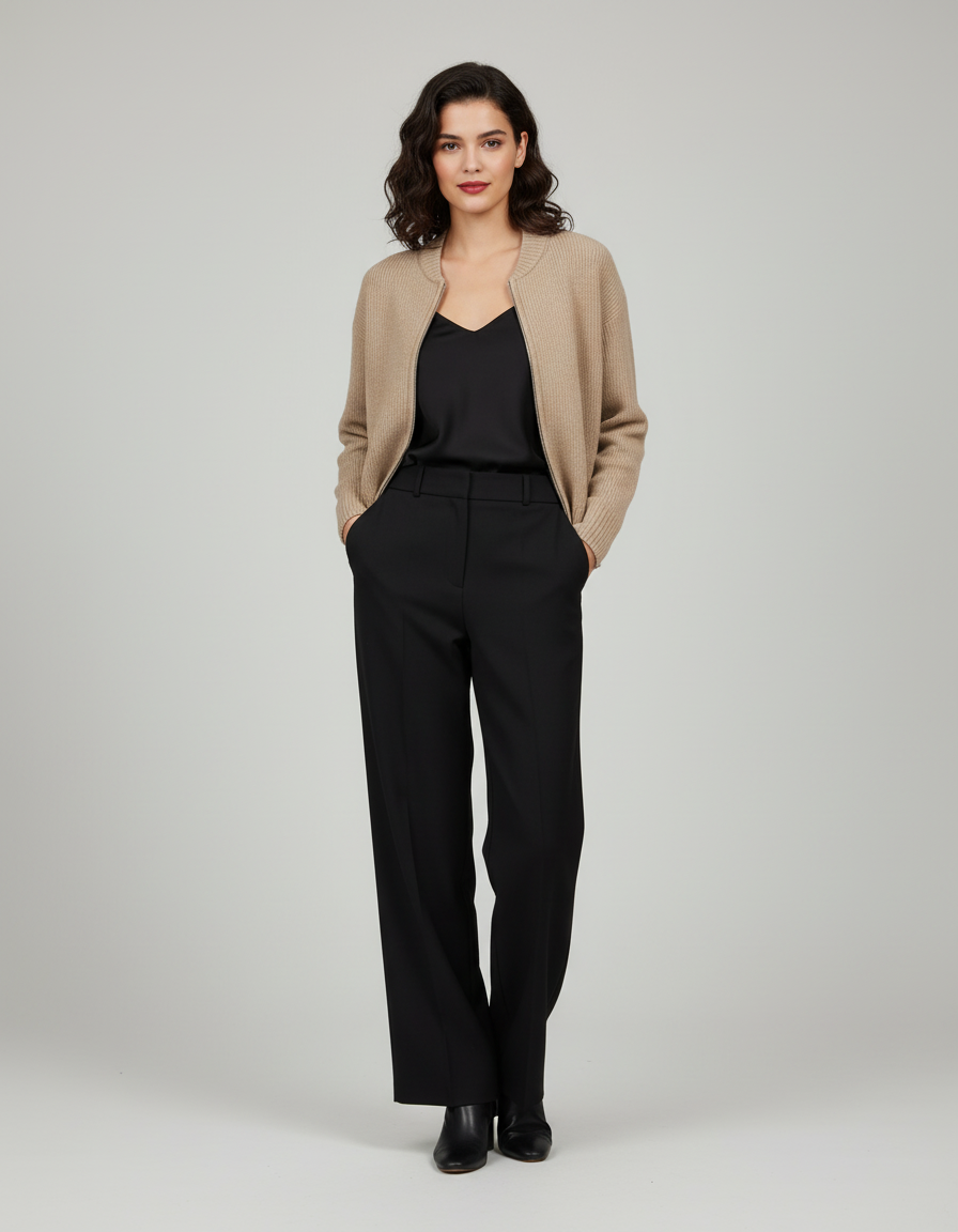 Damen Strickjacke - Elegantes Design mit Reißverschluss, Lange Ärmel