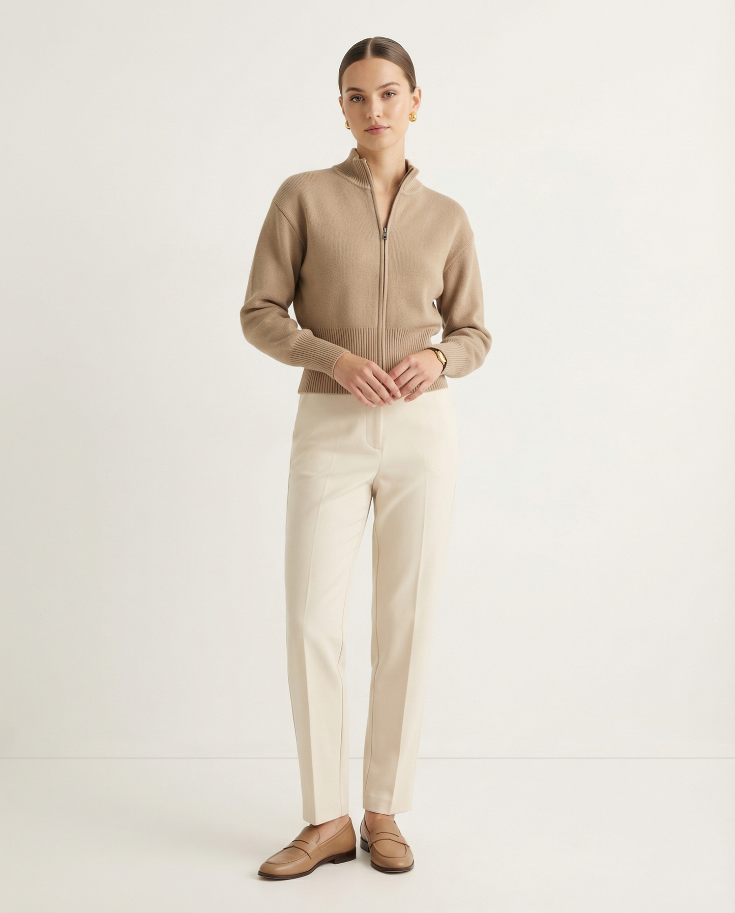 Damen Strickjacke - Lässiges Design mit Reißverschluss, Langarm