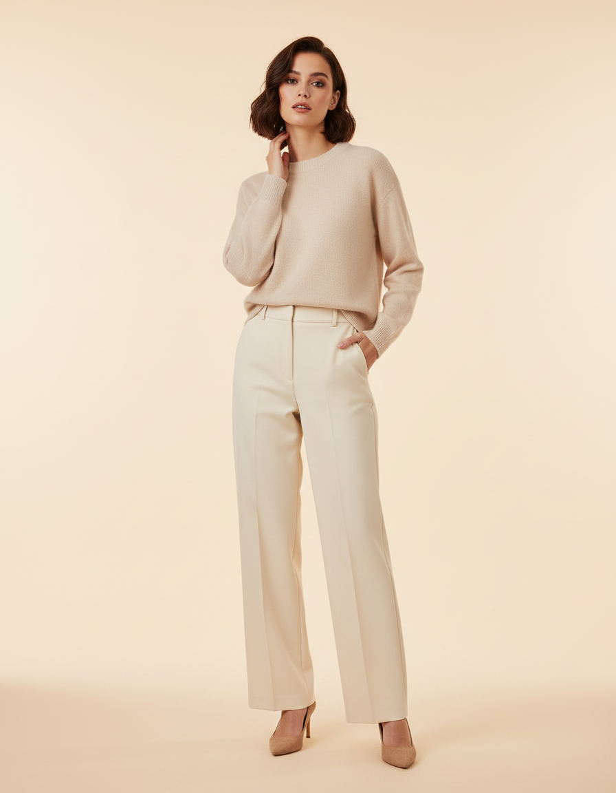 Damen Pullover - Weiches Mischgewebe, Lässiger Rundhals-Stil