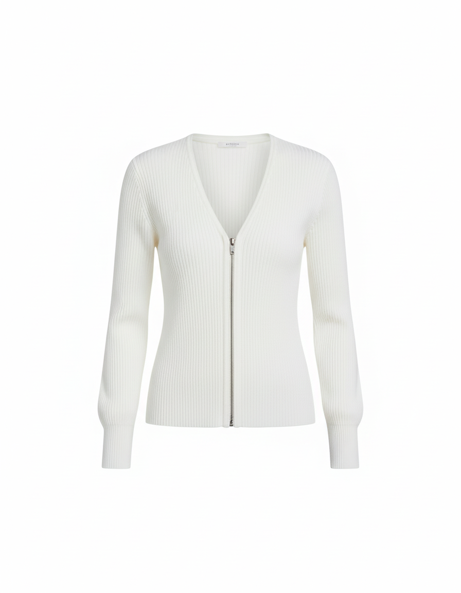 Damen Strickjacke - Lässiges Design mit Reißverschluss, Langarm