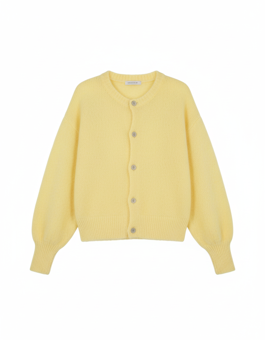 Damen Strickjacke - 100% Wolle, Eleganter O-Ausschnitt