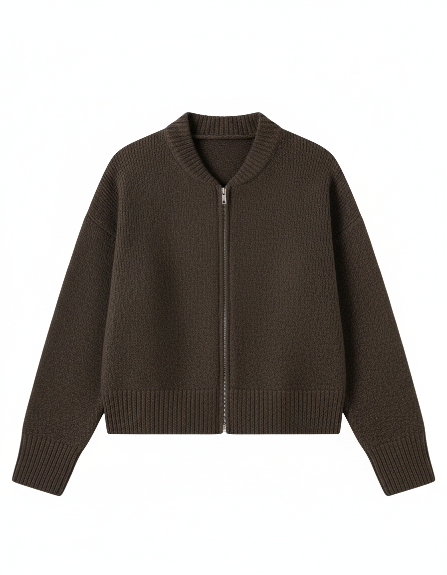 Damen Strickjacke - Elegantes Design mit Reißverschluss, Lange Ärmel