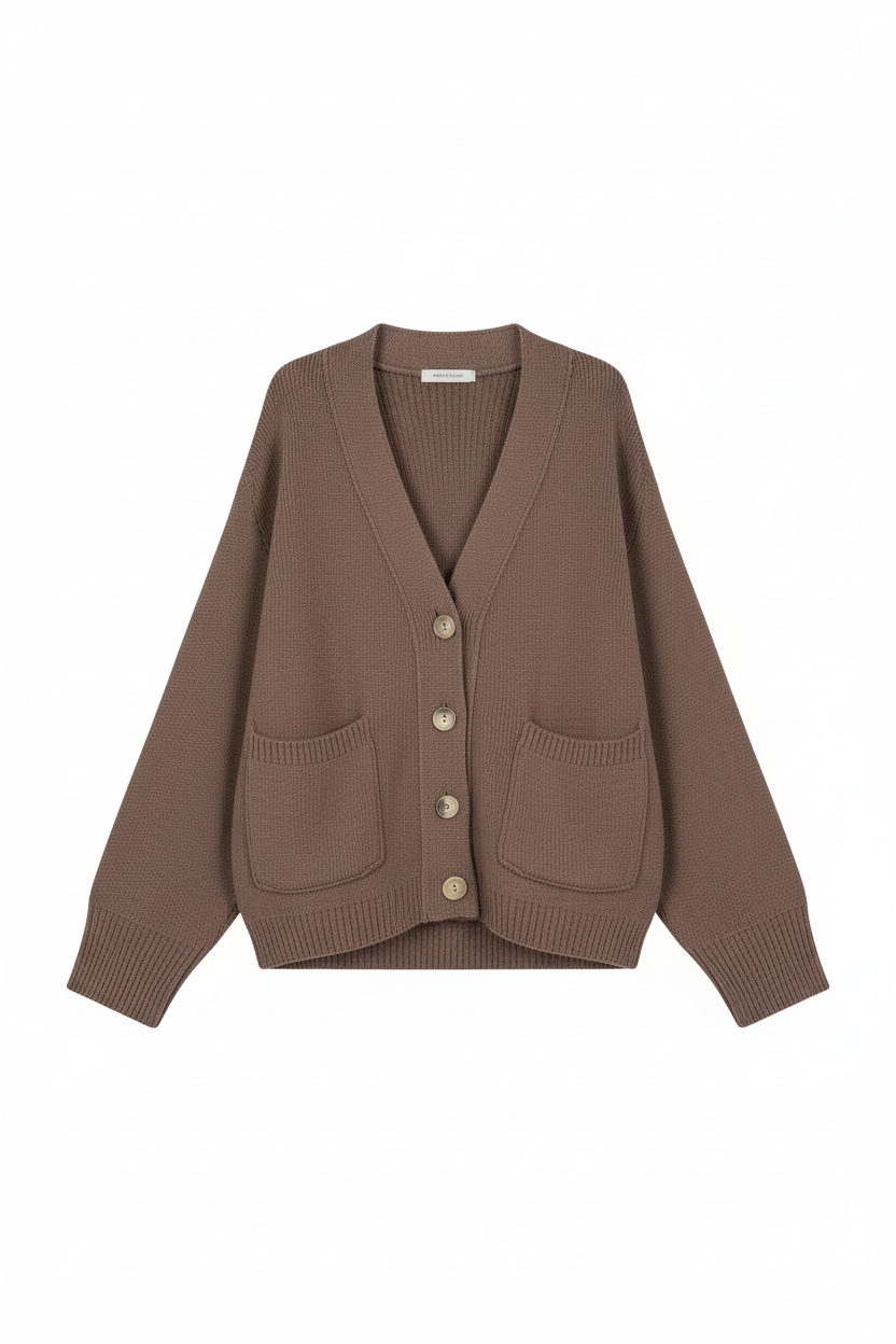 Damen Strickjacke - Viskose, Lockerer Schnitt, V-Ausschnitt