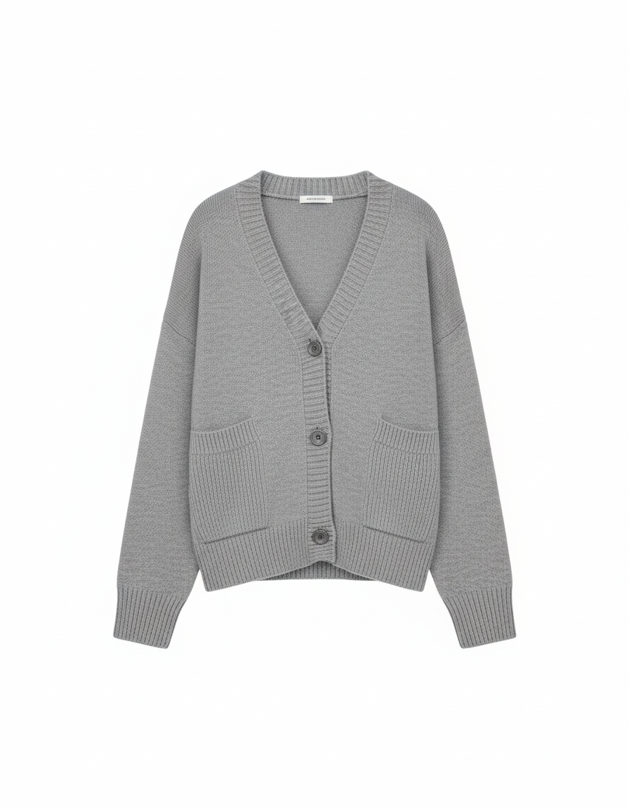 Damen Strickjacke - Hochwertiger Strick, V-Ausschnitt, Elegant