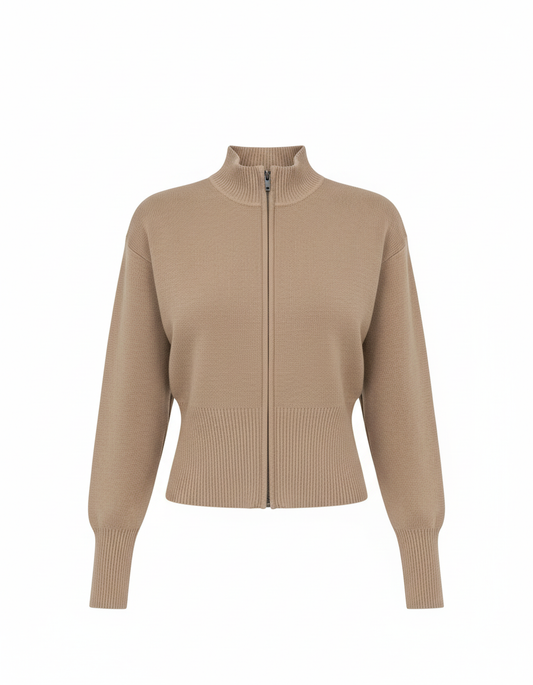 Damen Strickjacke - Lässiges Design mit Reißverschluss, Langarm