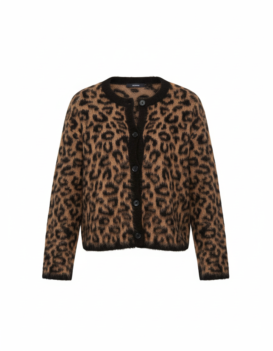 Damen Strickjacke - 100% Wolle, Eleganter O-Ausschnitt