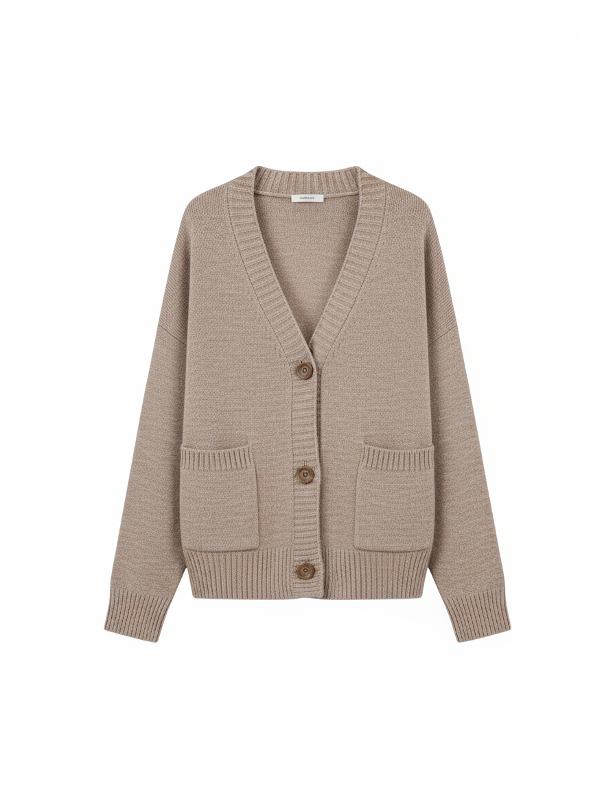 Damen Strickjacke - Hochwertiger Strick, V-Ausschnitt, Elegant