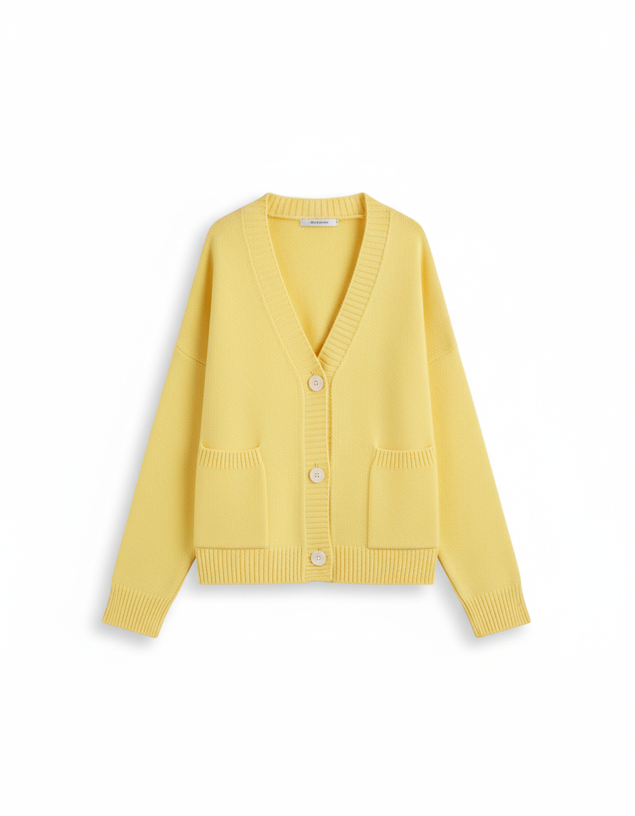 Damen Strickjacke - Hochwertiger Strick, V-Ausschnitt, Elegant