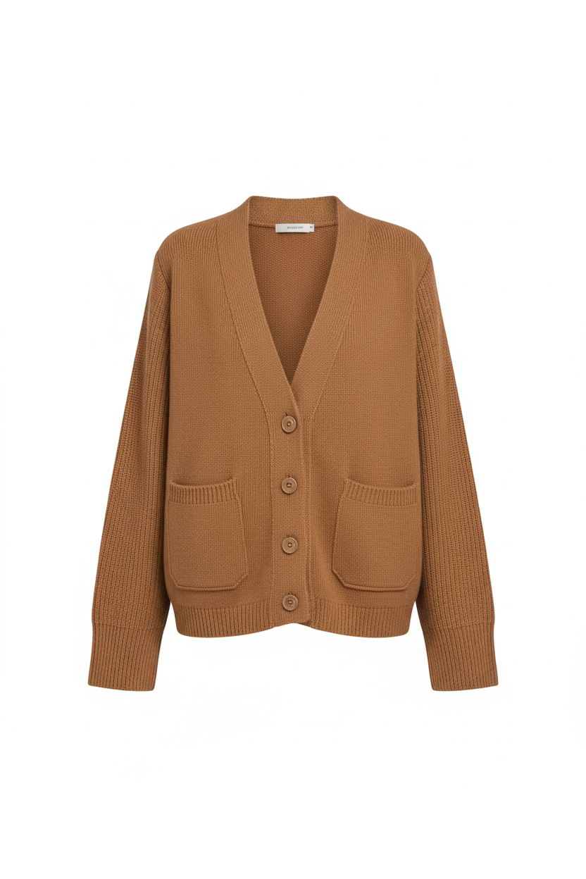 Damen Strickjacke - Viskose, Lockerer Schnitt, V-Ausschnitt