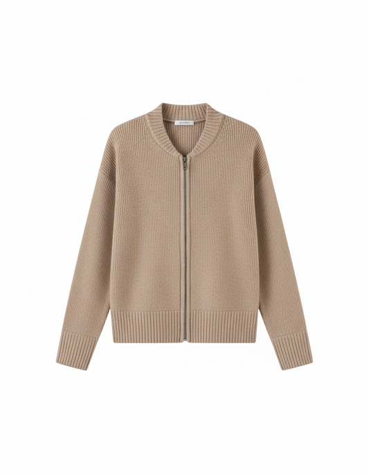 Damen Strickjacke - Elegantes Design mit Reißverschluss, Lange Ärmel