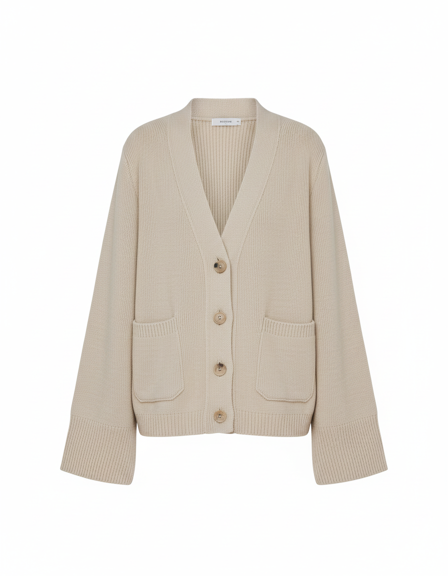 Damen Strickjacke - Viskose, Lockerer Schnitt, V-Ausschnitt