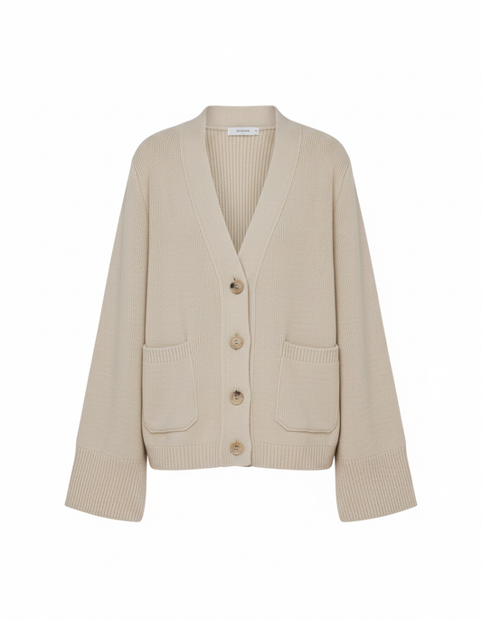 Damen Strickjacke - Viskose, Lockerer Schnitt, V-Ausschnitt