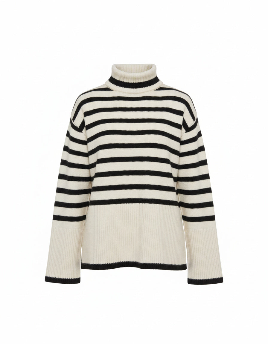 Damenpullover Langarm - Gestreift, Lockere Passform aus Weichem Strickstoff