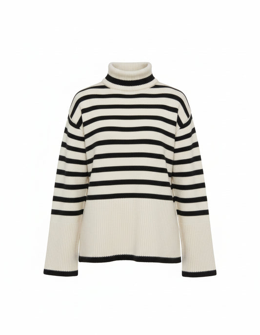 Damenpullover Langarm - Gestreift, Lockere Passform aus Weichem Strickstoff