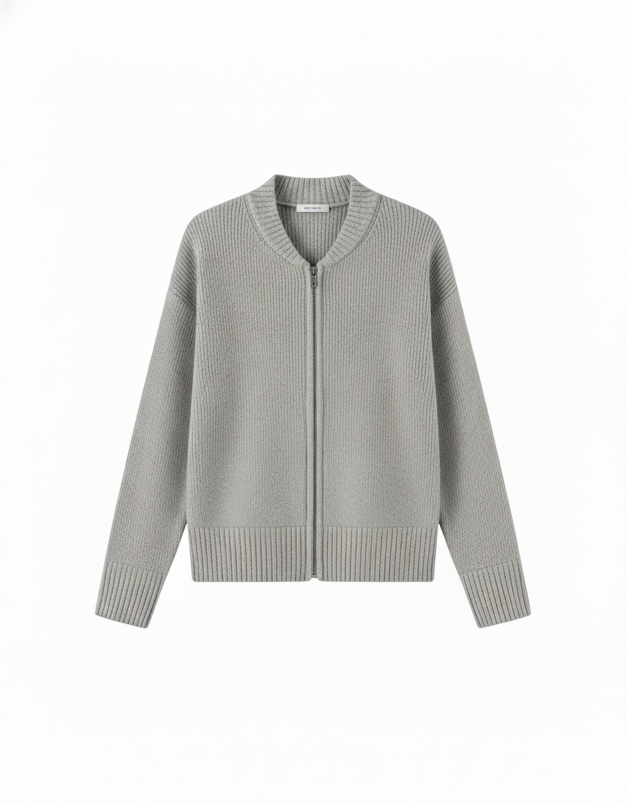 Damen Strickjacke - Elegantes Design mit Reißverschluss, Lange Ärmel