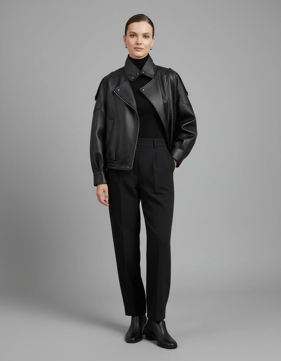 Stylische Lederoptik Asymmetrische Jacke für einen modernen Look