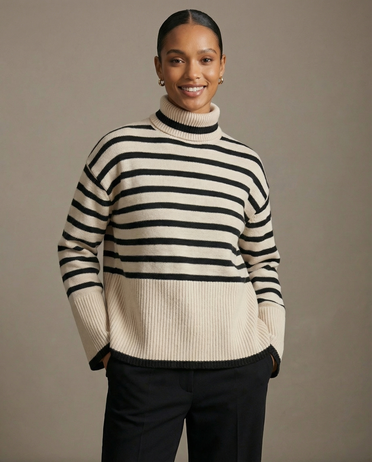 Damenpullover Langarm - Gestreift, Lockere Passform aus Weichem Strickstoff