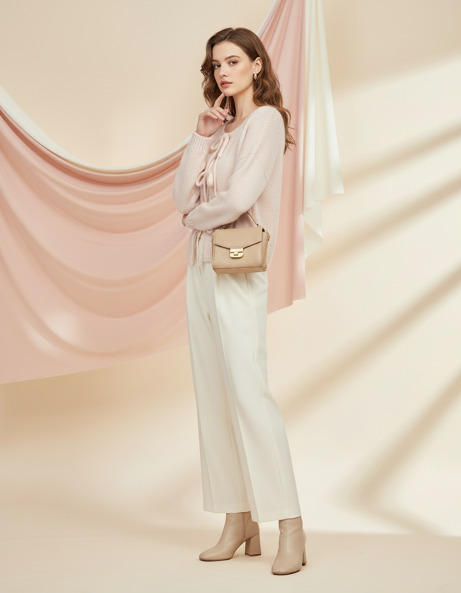 Damen Strickjacke - Feiner Strickstoff mit Schleifendesign