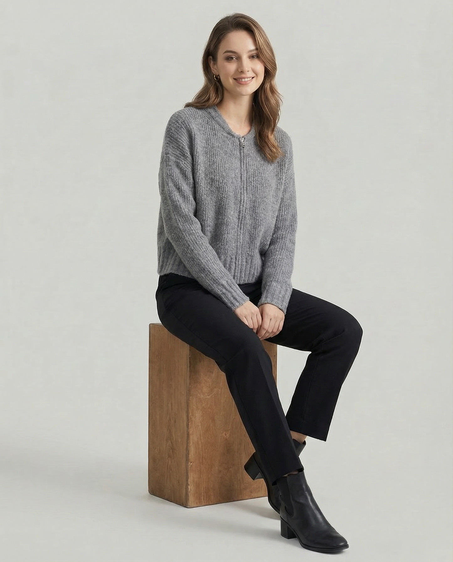 Damen Strickjacke - Vintage Design, Reißverschluss