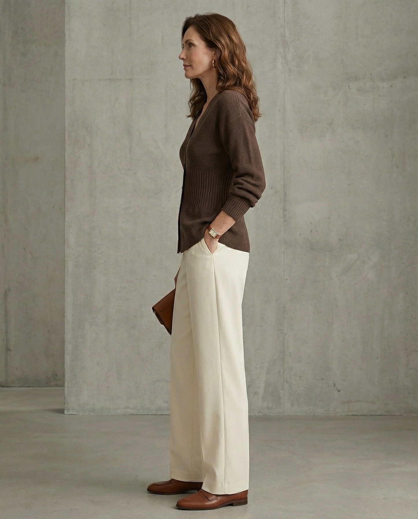 Damen Strickjacke - Taillierte Passform, V-Ausschnitt, Laternenärmel