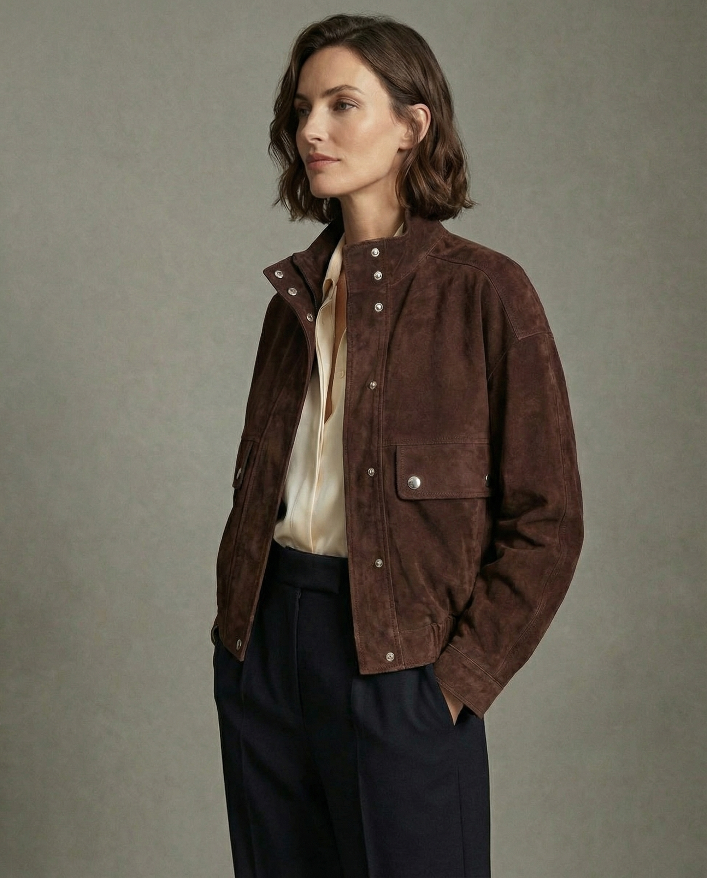 Stylische Wildleder Bomberjacke für einen lässigen Look