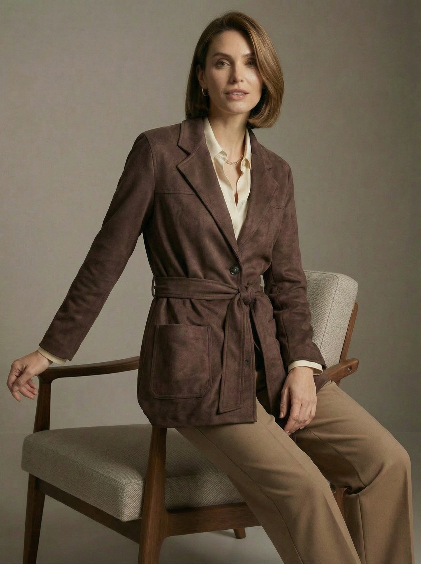 Stylischer Blazer im eleganten Wildlederoptik