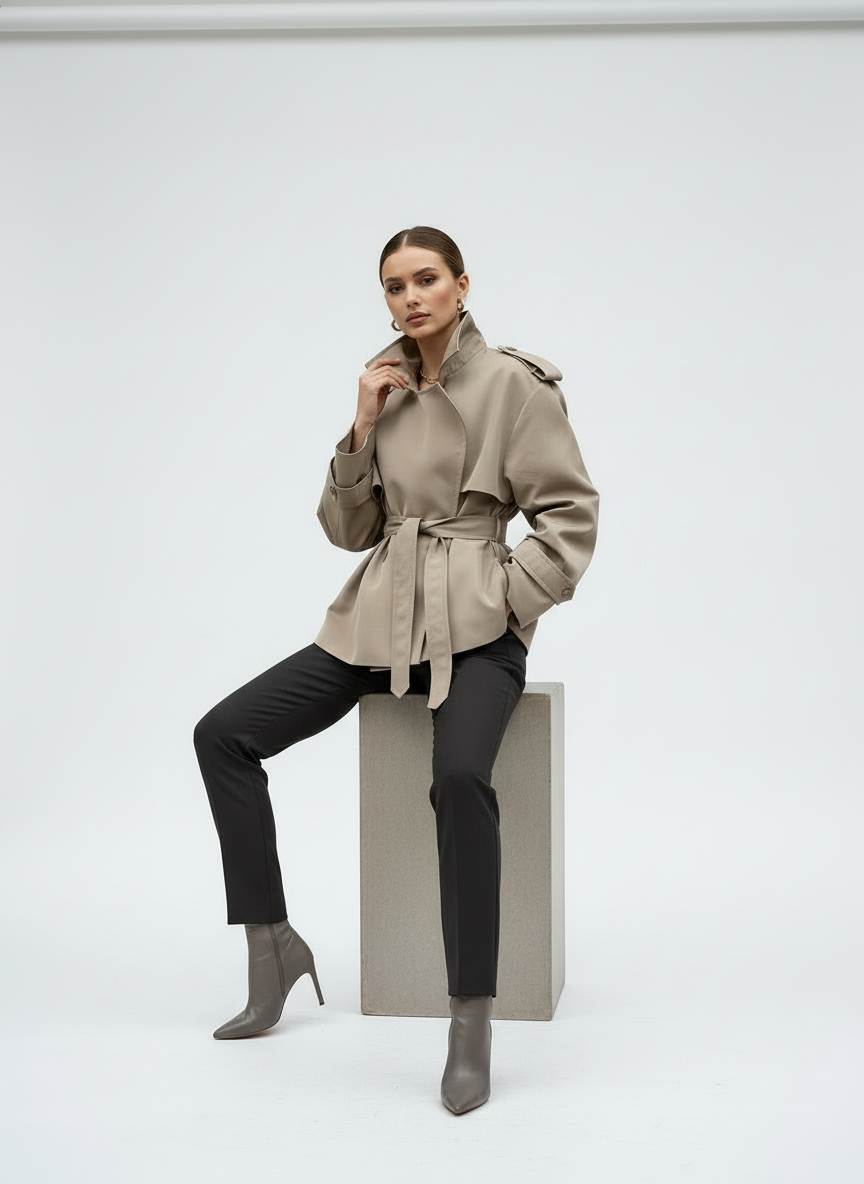 Eleganter Damen Trenchcoat - Taillierter Herbst- & Wintermantel