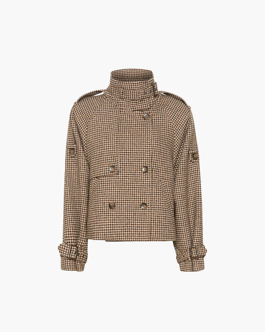 Stilvoller karierter Wollmantel für einen eleganten Look